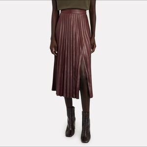 NWT Pleated Vegan Leather Midi Zuri Skirt | INTERMIX